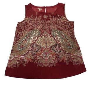 Talbots Sleeveless Multi Color Floral Paisley Print Top - Small